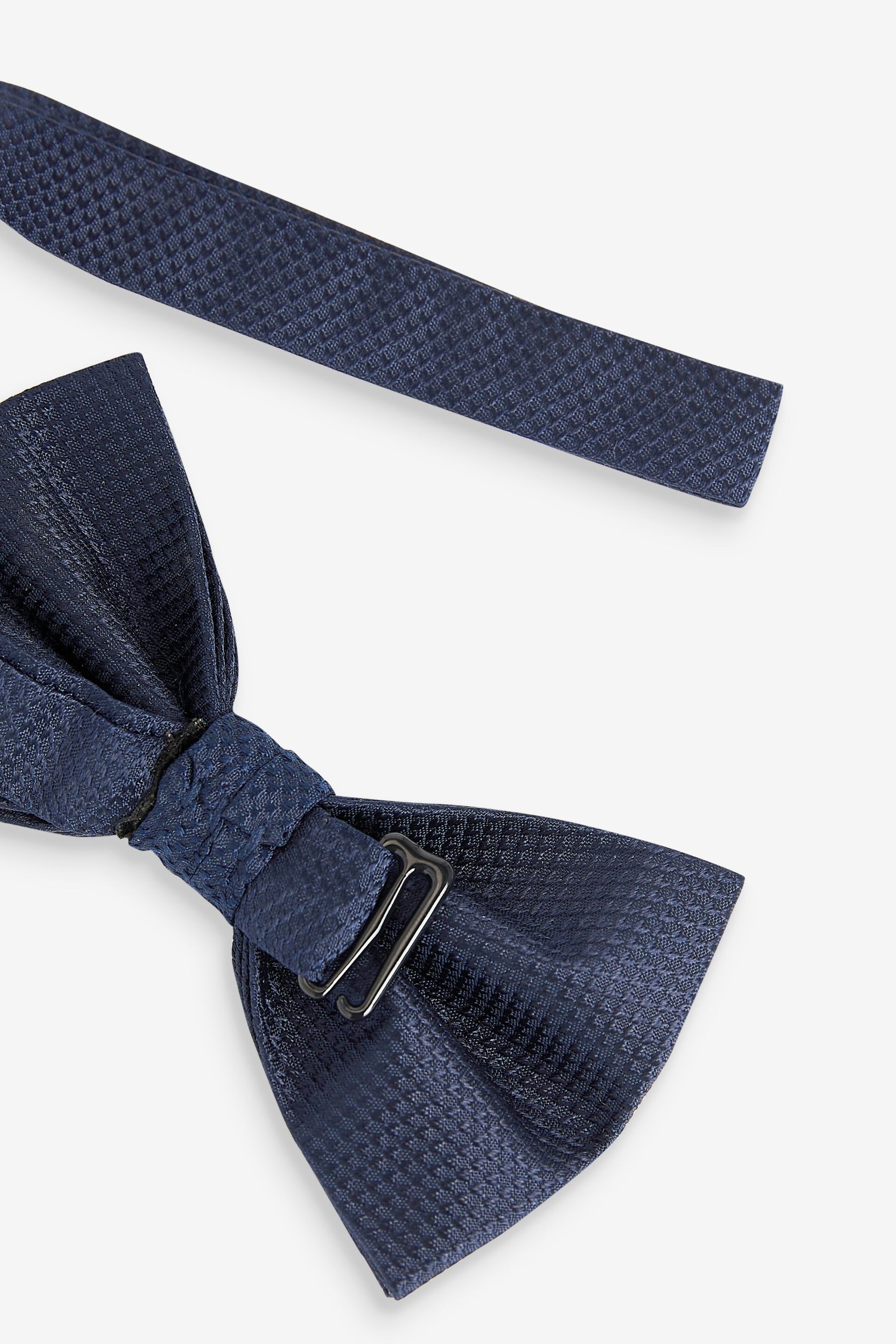 Navy Blue Textured Silk Bow Tie - Image 4 of 4