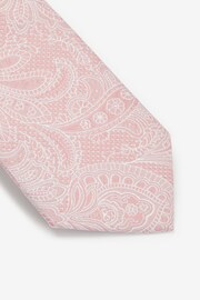 Light Pink Textured Paisley Tie, Pocket Square And Pin Set - Image 5 of 7