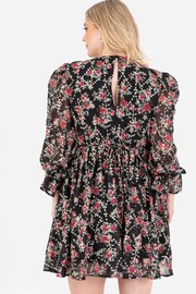 Lovedrobe Frill Front Embroidered Black Mini Dress - Image 5 of 7