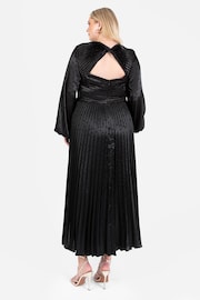Lovedrobe Jacquard Satin Pleated Black Midaxi Dress - Image 3 of 5