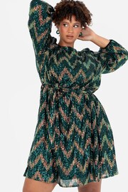 Zig Zag Long Sleeve Mini Dress - Image 1 of 6