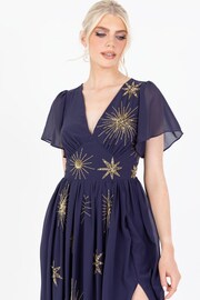 Lovedrobe Blue Star Embellished Split Front Maxi Dress - Image 3 of 5