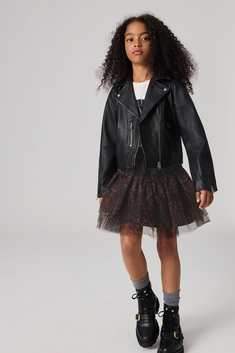 smALLSAINTS Leopard Tulle Tiered Girls Skirt - Image 2 of 8