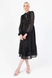 Lovedrobe Printed High Neck Black Midi Dress - Image 1 of 7