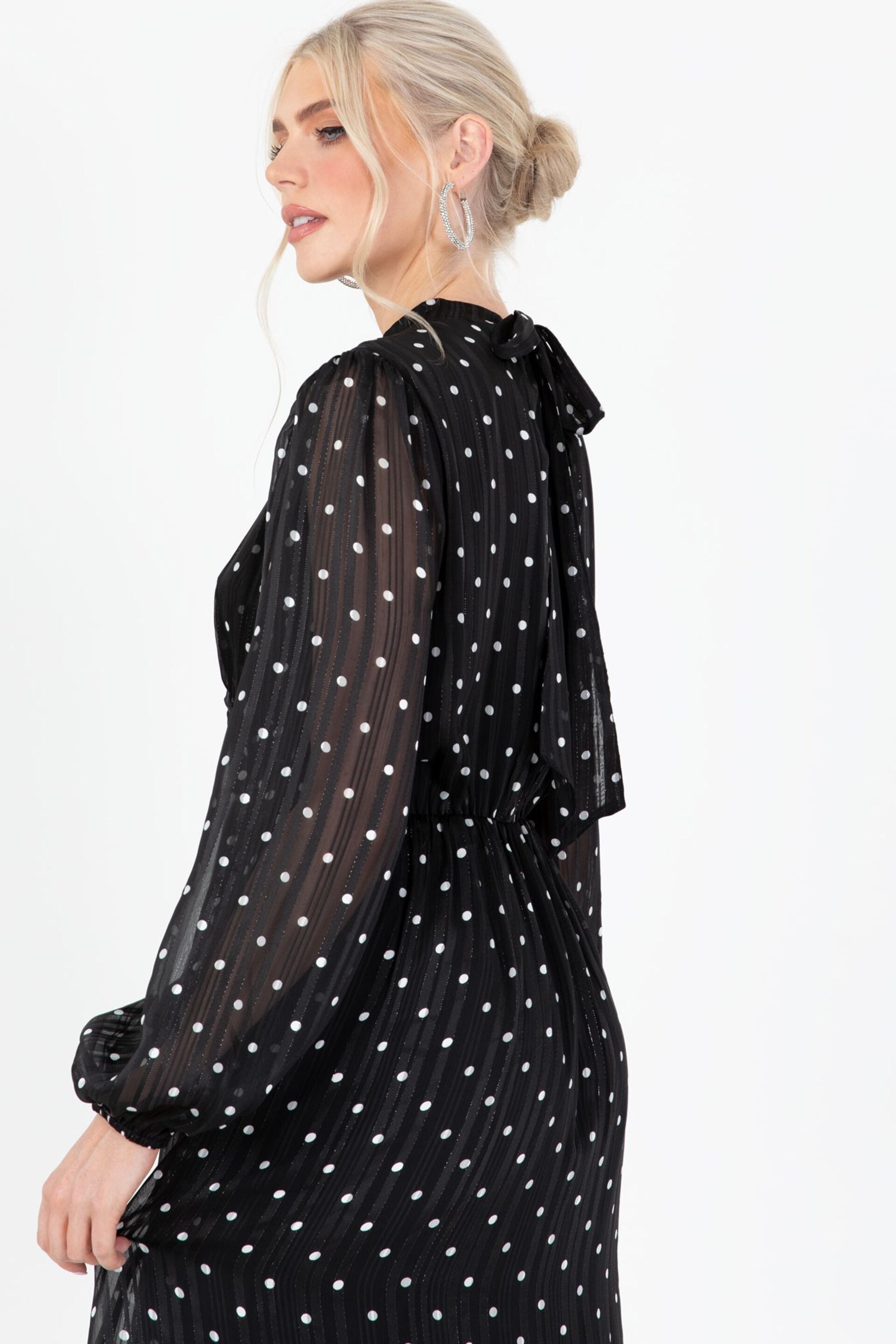 Lovedrobe Printed High Neck Black Midi Dress - Image 5 of 7