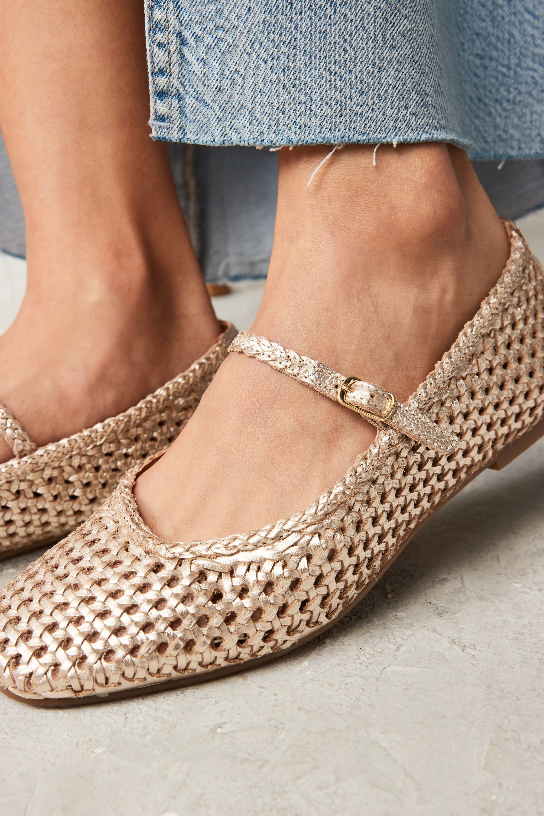 Leather weave shoes womens sales