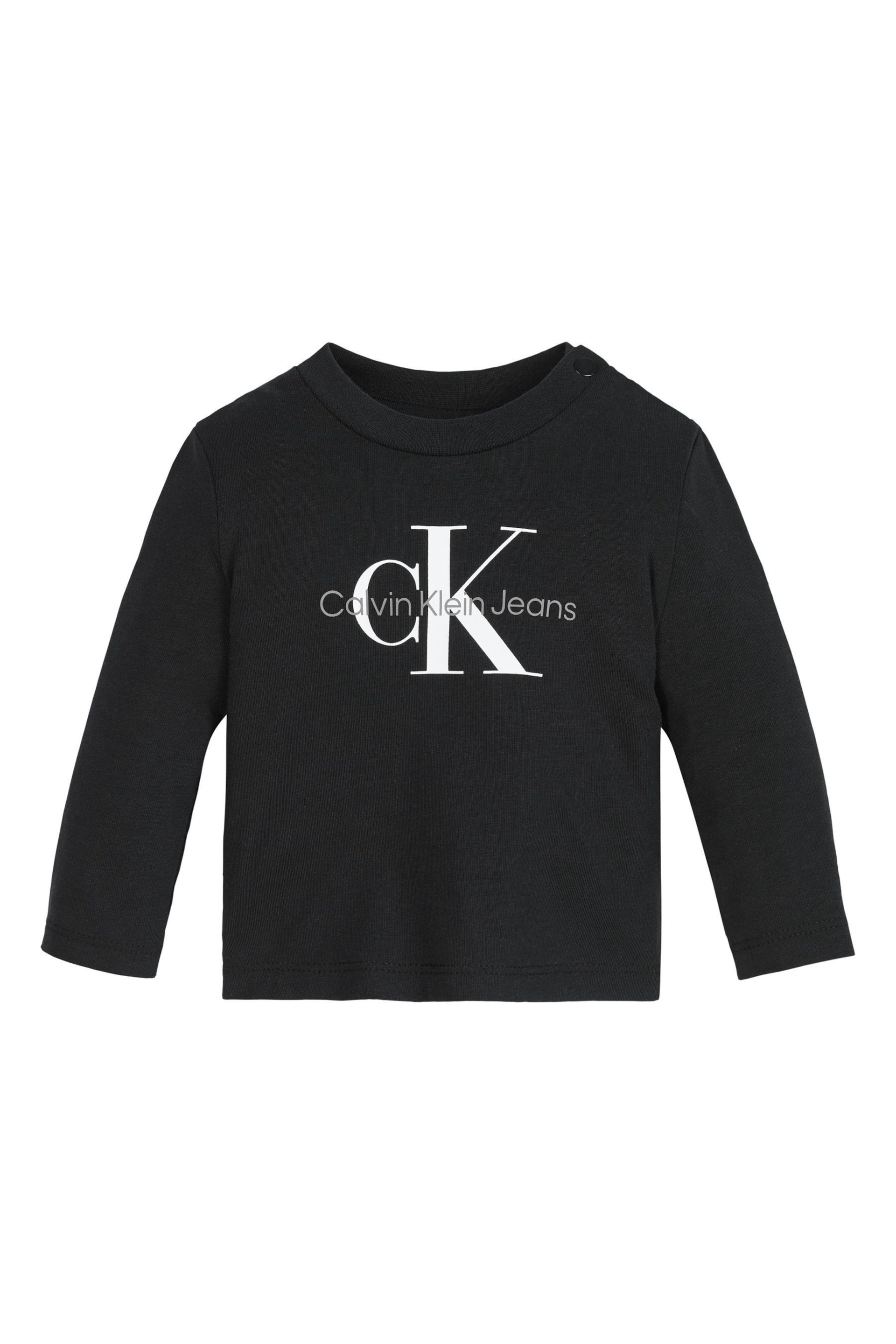 Calvin Klein Jeans Baby Monogram Long Sleeve Black Top - Image 1 of 3