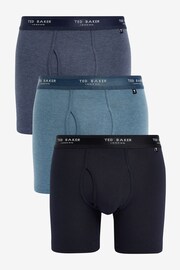 Ted Baker Blue/Black/Grey Cotton Boxer Briefs 3 Pack - Image 2 of 8