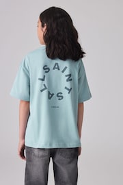 smALLSAINTS Pale Blue Tierra Oversized Crew Logo T-Shirt - Image 2 of 7