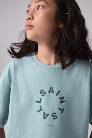 smALLSAINTS Pale Blue Tierra Oversized Crew Logo T-Shirt - Image 3 of 4