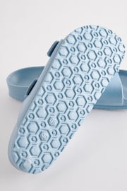 Blue EVA Double Strap Flat Slider Sandals With Adjustable Buckles - Image 3 of 5