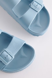Blue EVA Double Strap Flat Slider Sandals With Adjustable Buckles - Image 5 of 5