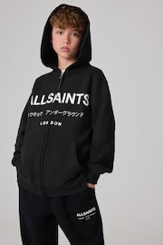 smALLSAINTS Black Underground Oversized Zip 100% Cotton Hoodie - Image 1 of 11