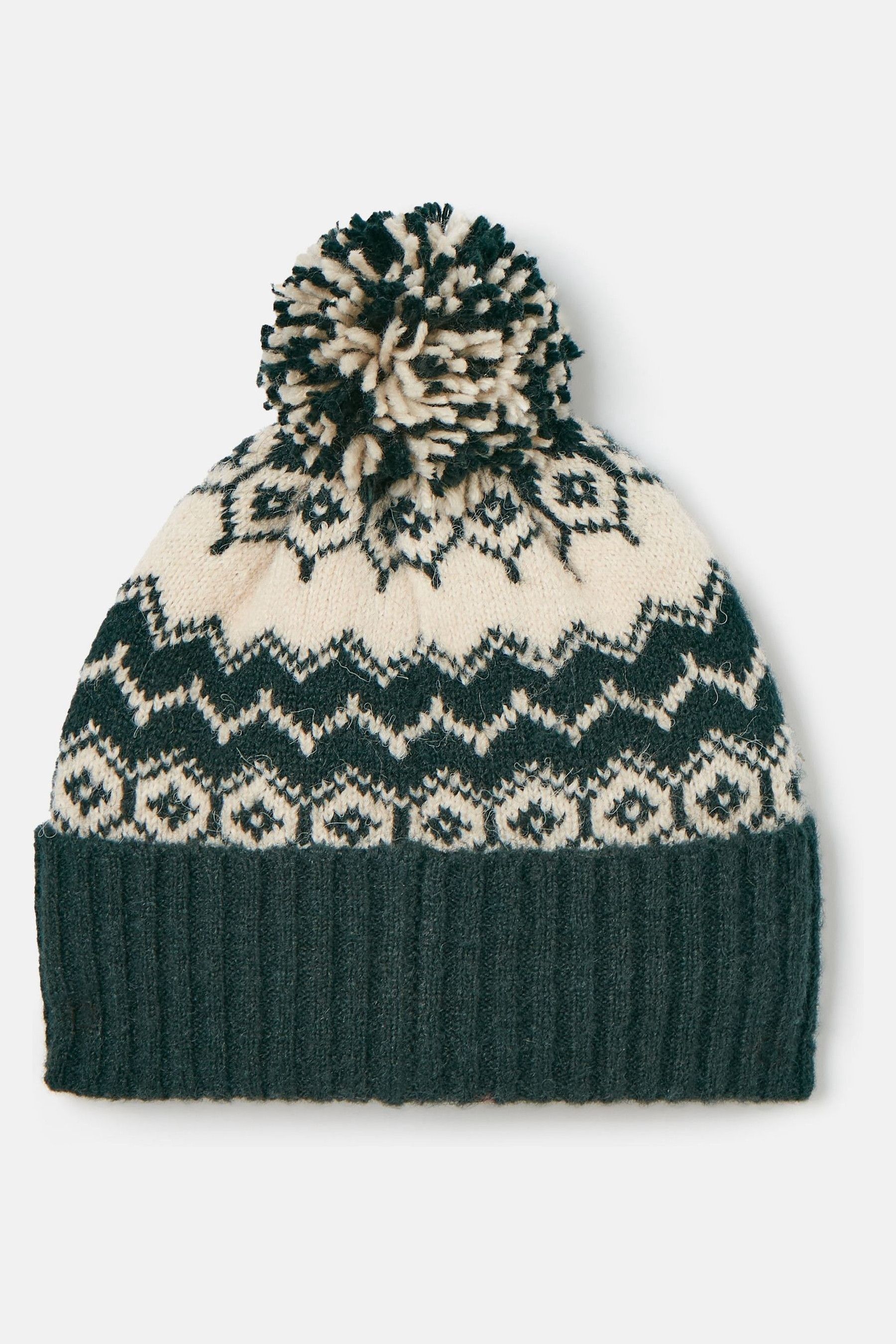 Buy Joules Walcott Dark Green Fairisle Pattern Bobble Hat from Next Kuwait