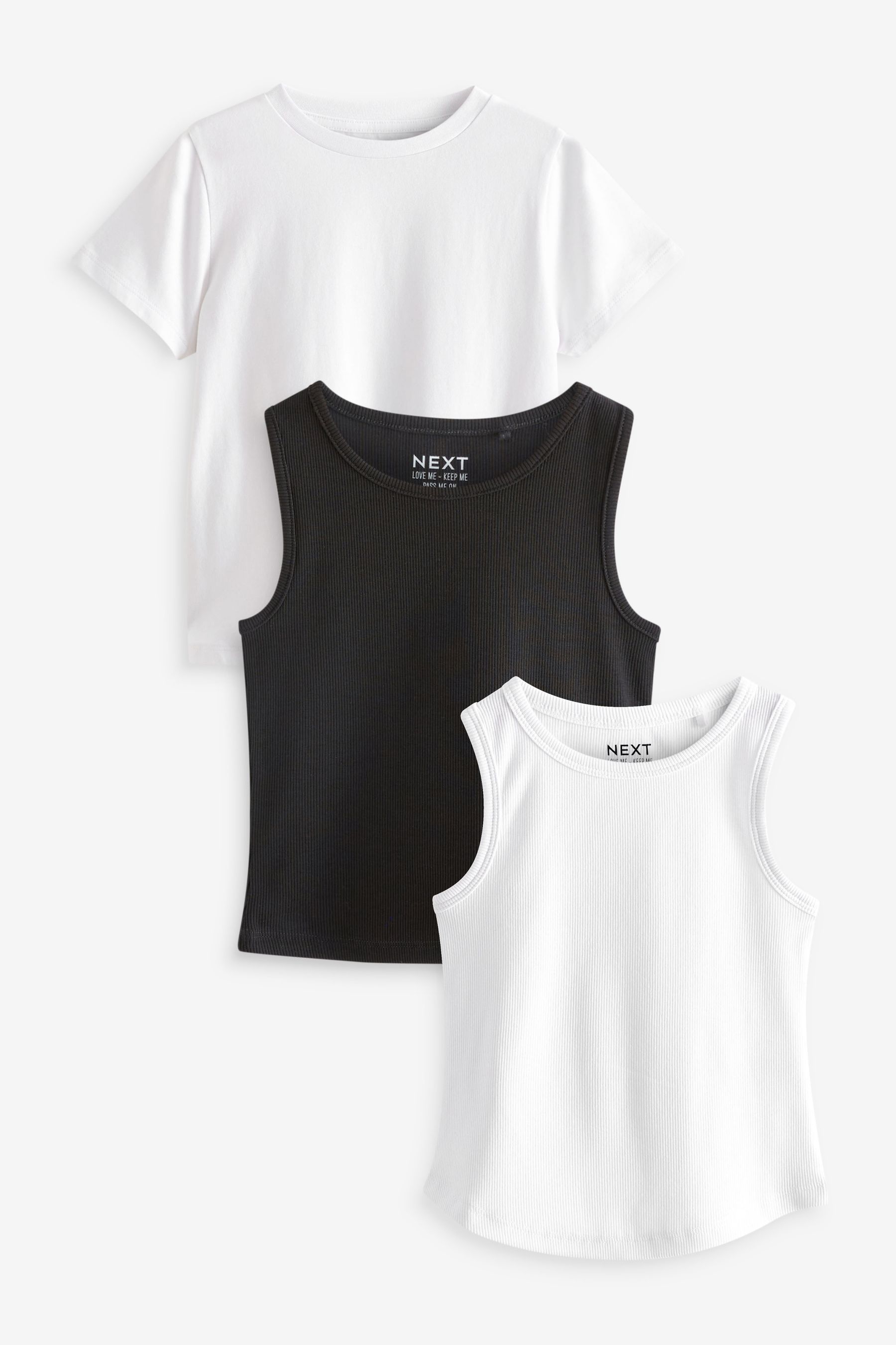 Buy Black White Mixed T Shirts Vests 3 Pack 3 16yrs from Next Luxembourg