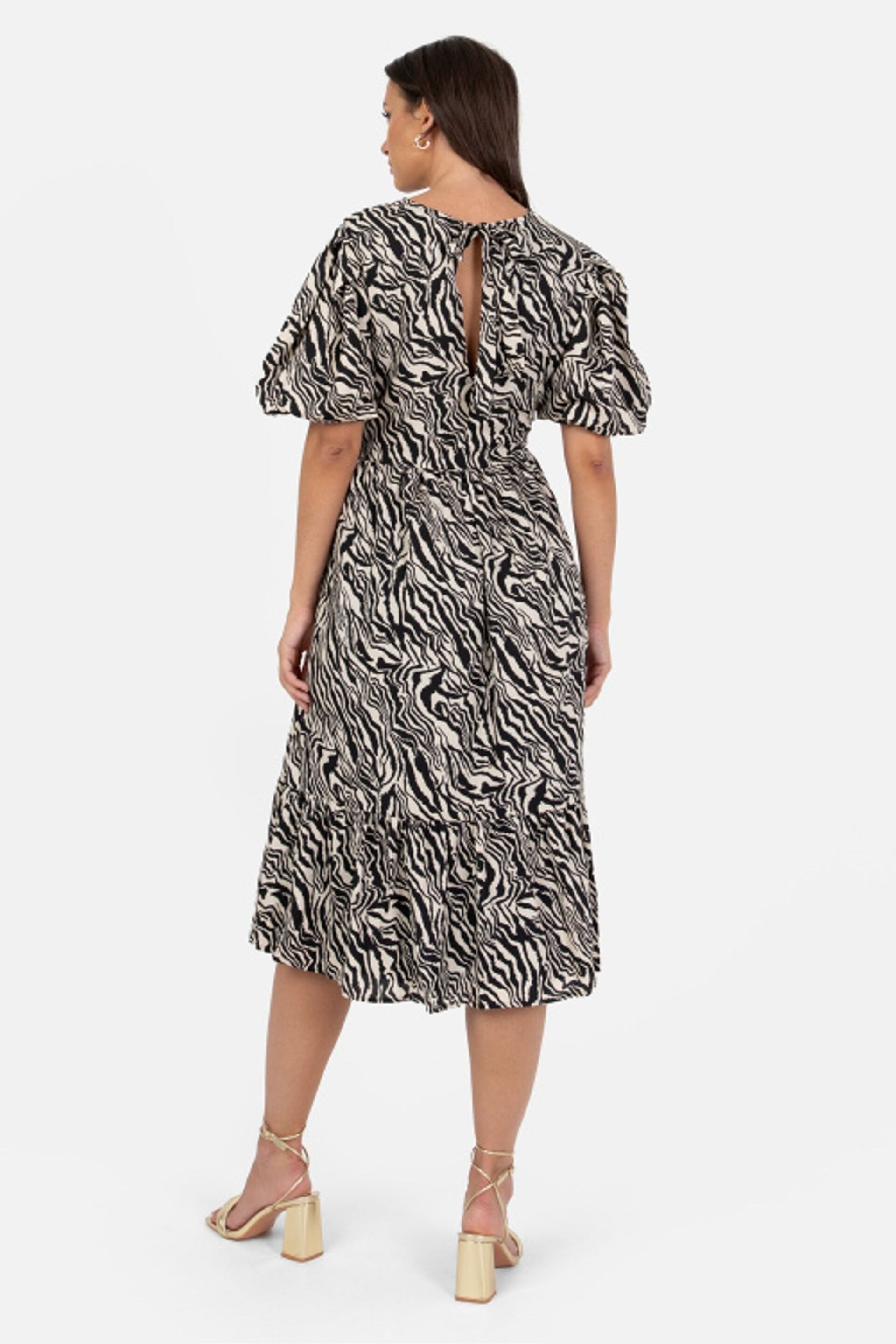Lovedrobe Animal Print Puff Sleeve Midi Dress - Image 3 of 5
