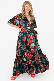 Lovedrobe Black Floral Faux Wrap Maxi Dress - Image 1 of 5