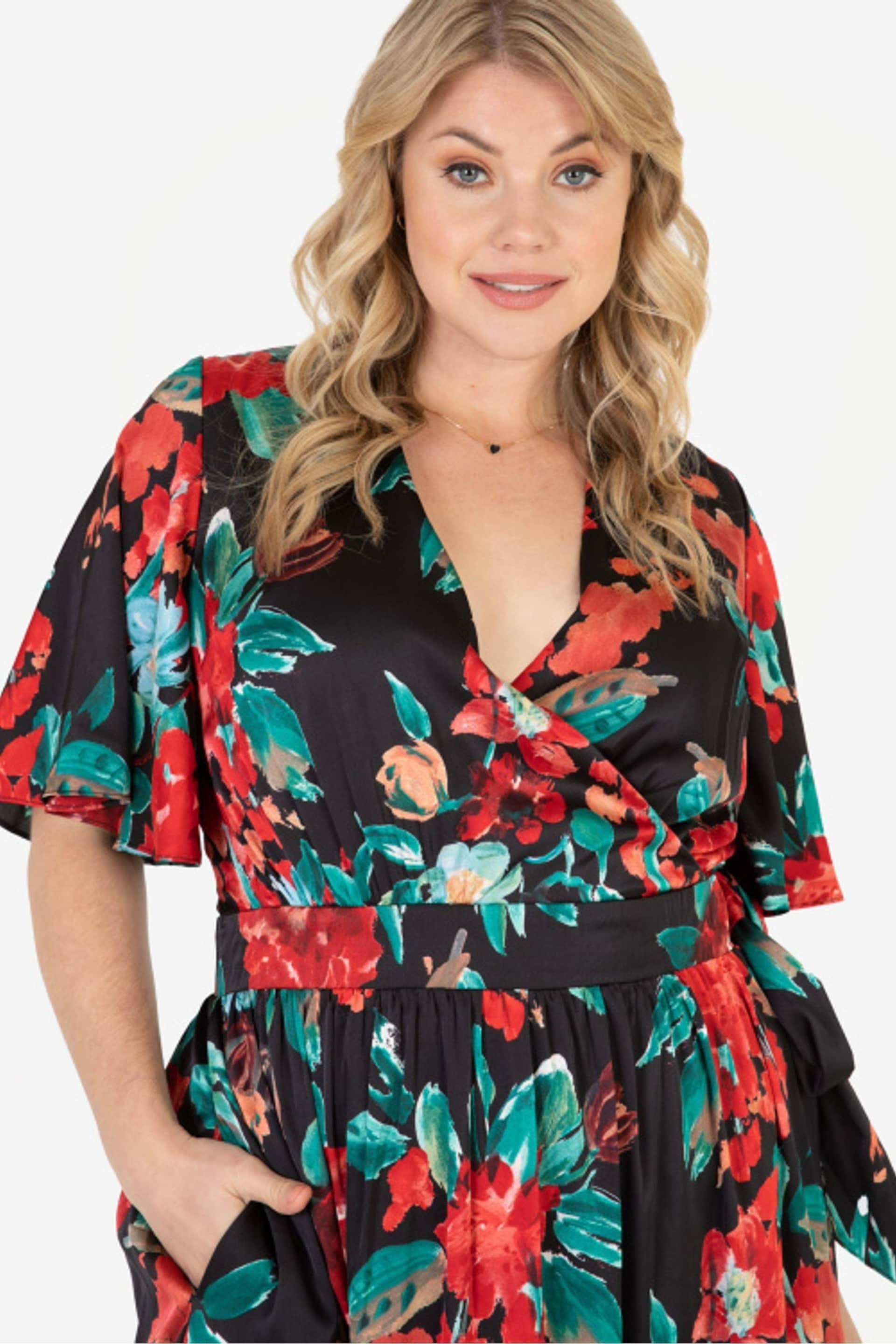 Lovedrobe Black Floral Faux Wrap Maxi Dress - Image 4 of 5