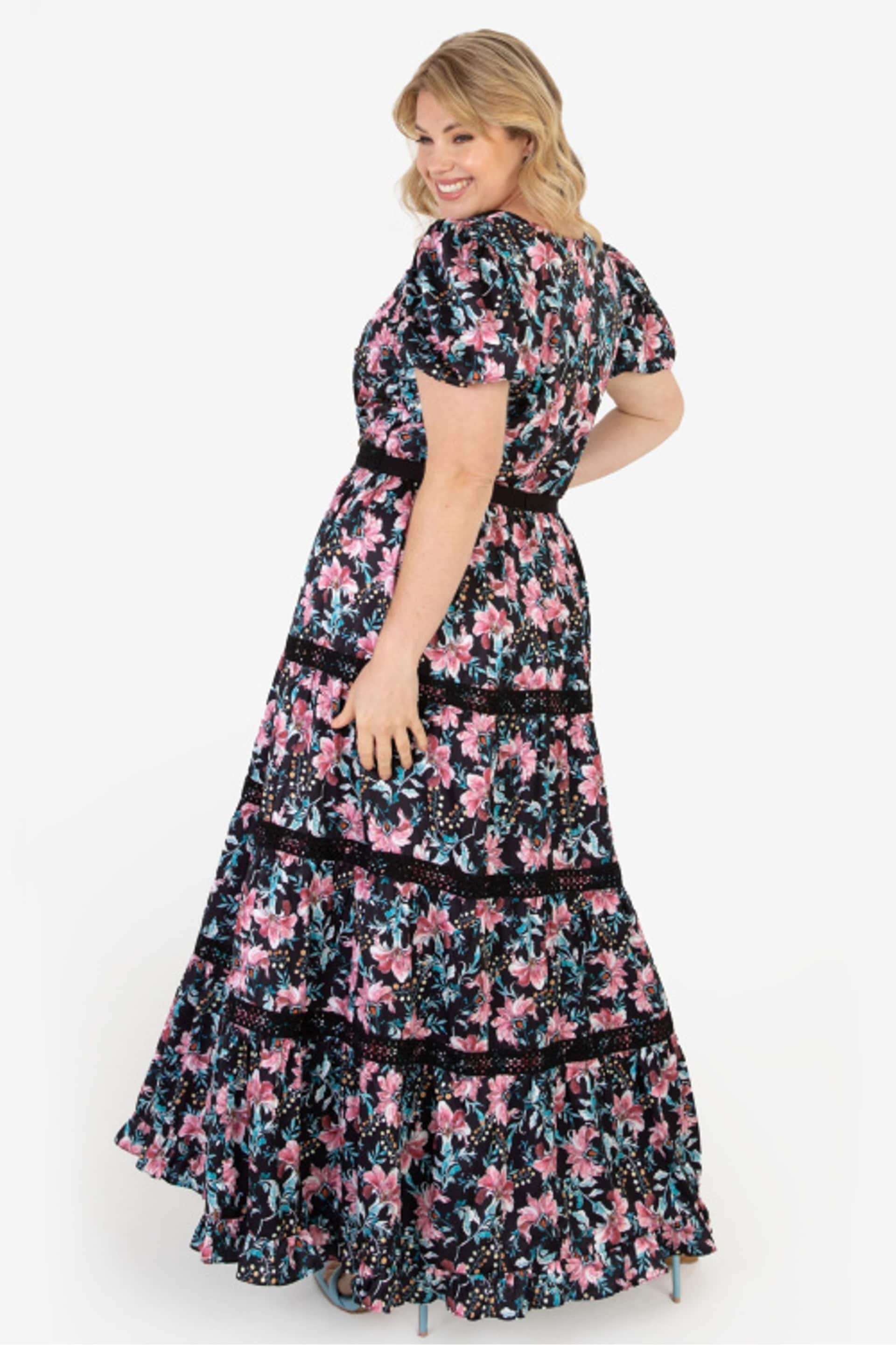Lovedrobe Black Dark Floral Print And Lace Maxi Dress - Image 2 of 4