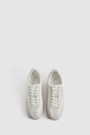 Reiss White Alba Leather-Suede Low Trainers - Image 4 of 6