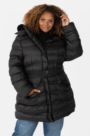 Lovedrobe Belted Padded Coat with Faux Fur Trim Hood - Image 1 of 6