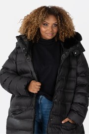 Lovedrobe Belted Padded Coat with Faux Fur Trim Hood - Image 5 of 6
