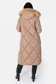 Longline Padded Coat with Faux Fur Trim Removable Hood - Image 2 of 6
