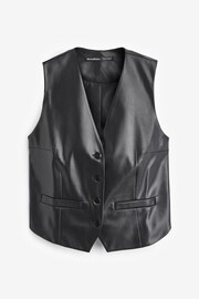 Threadbare Black PU Button Front Waistcoat - Image 10 of 10