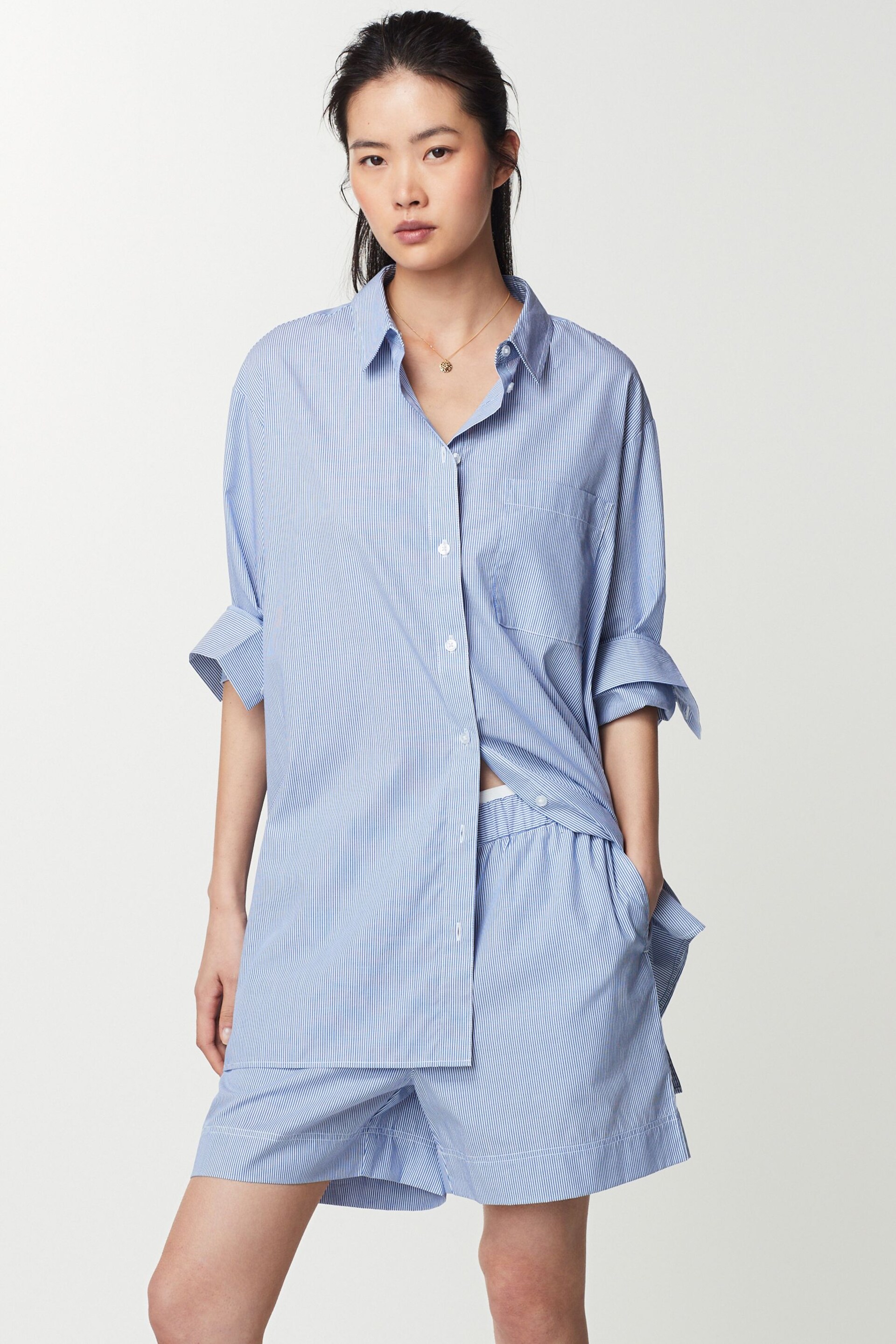 Blue/White Oversized Button Down Shirt - Image 1 of 6