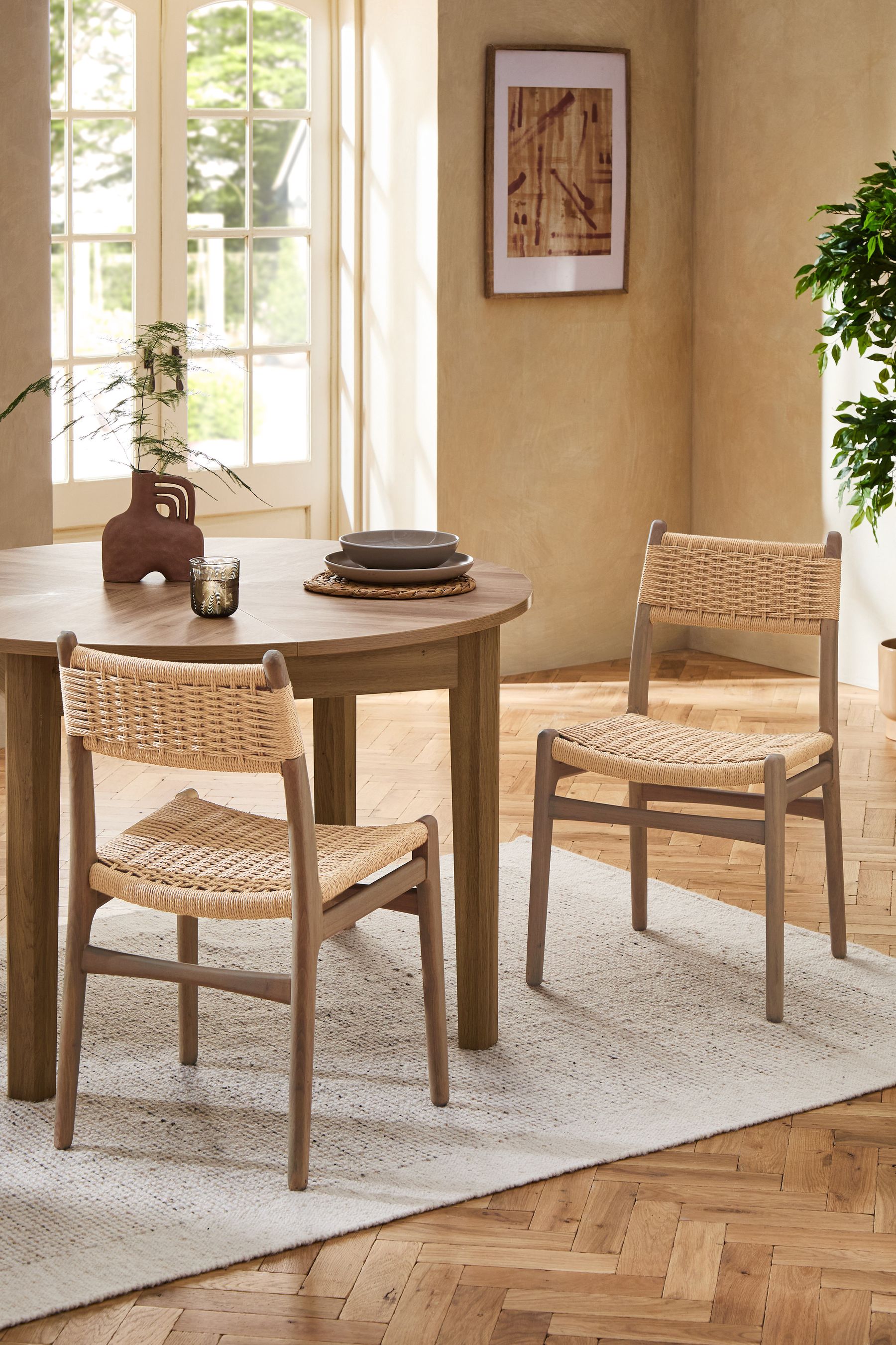 Buy Set of 2 Dark Natural Otto Rattan Wood Dining Chairs from the Next UK online shop