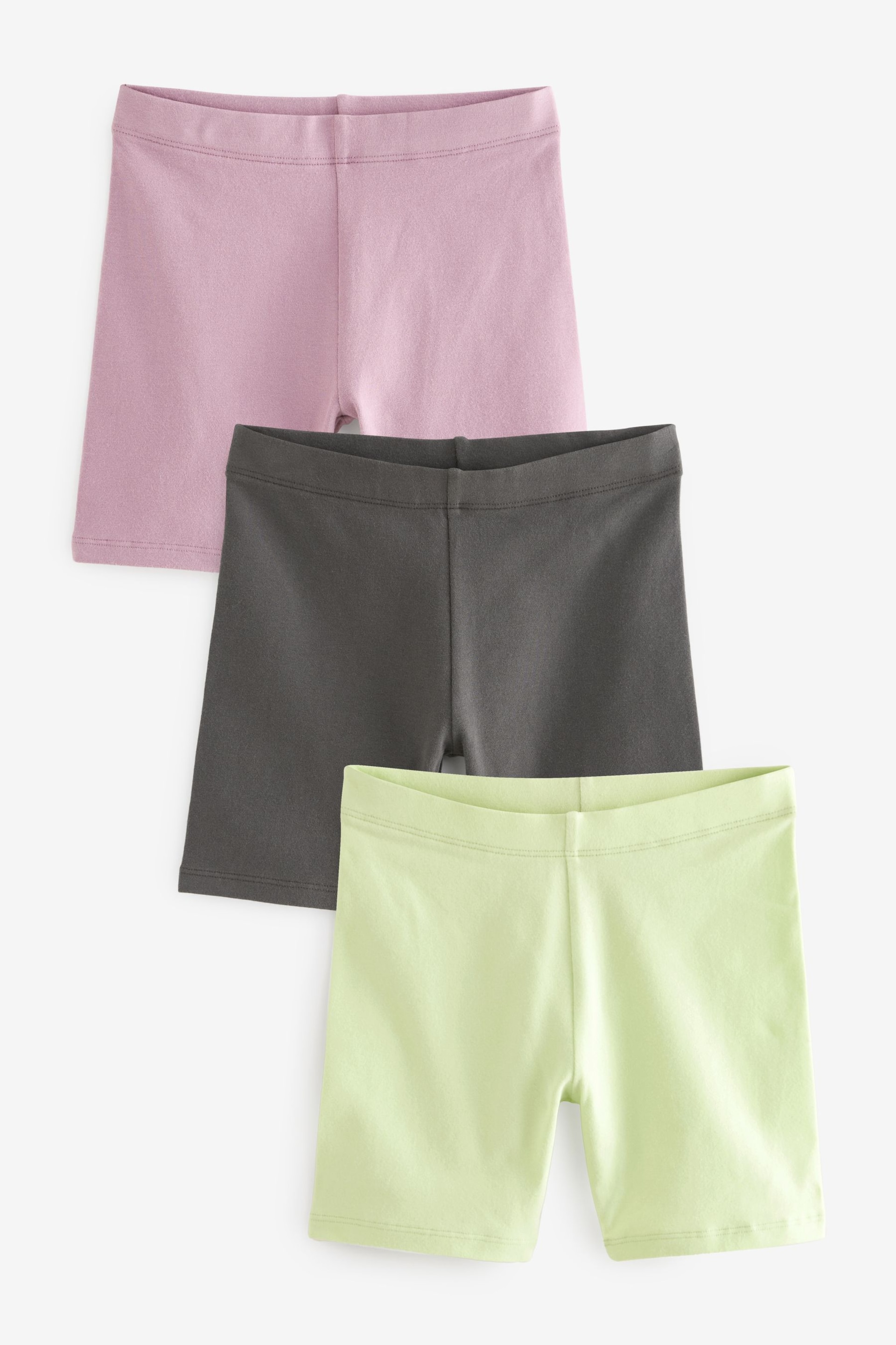 Purple/ Lime Green/ Charcoal Cycle Shorts 3 Pack (3-16yrs) - Image 1 of 5