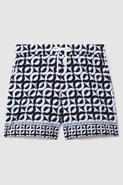 Reiss Lapis Blue Fitzroy Printed Drawstring Swim Shorts - Image 2 of 6