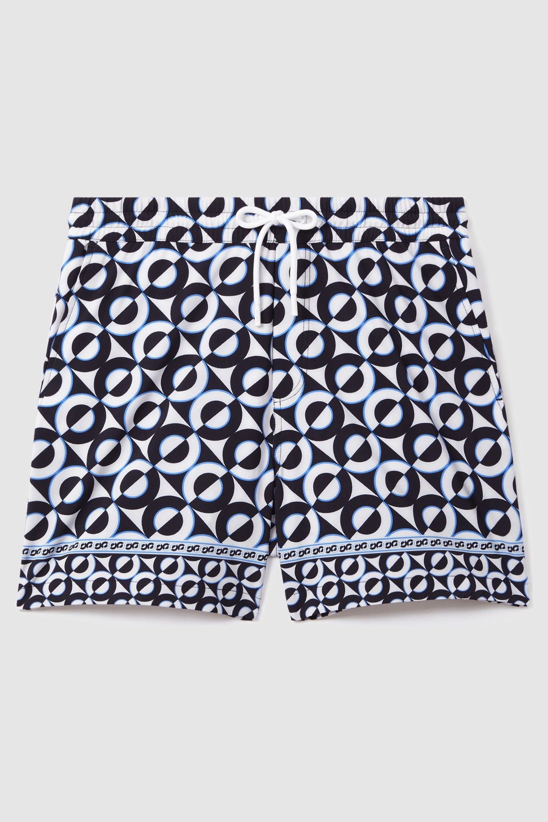 Reiss Lapis Blue Fitzroy Printed Drawstring Swim Shorts - Image 2 of 6