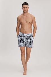 Reiss Lapis Blue Fitzroy Printed Drawstring Swim Shorts - Image 3 of 6