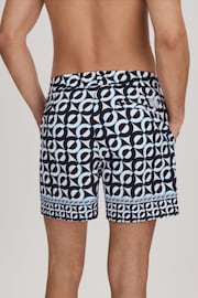 Reiss Lapis Blue Fitzroy Printed Drawstring Swim Shorts - Image 5 of 6