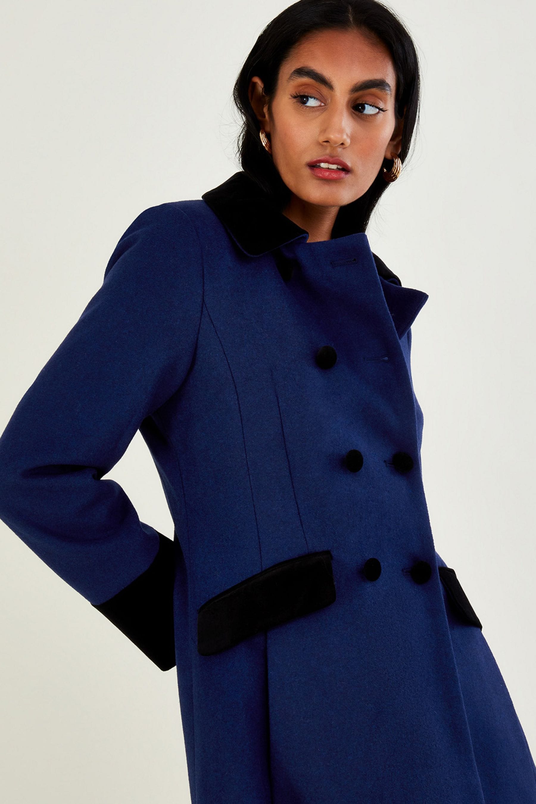 Buy Monsoon Velvet Trim Skirted Coat from Next Luxembourg