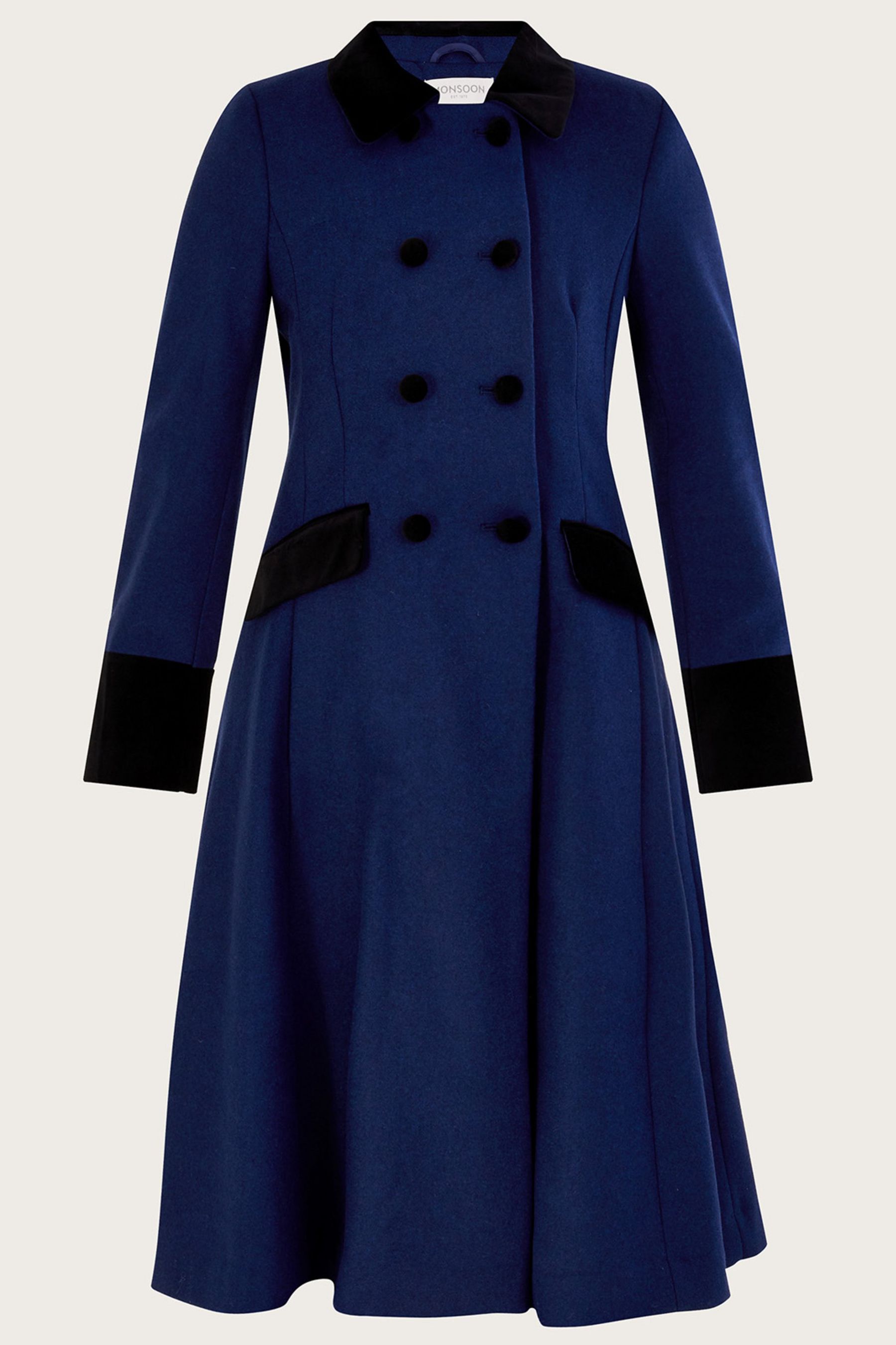 Buy Monsoon Velvet Trim Skirted Coat from Next Luxembourg