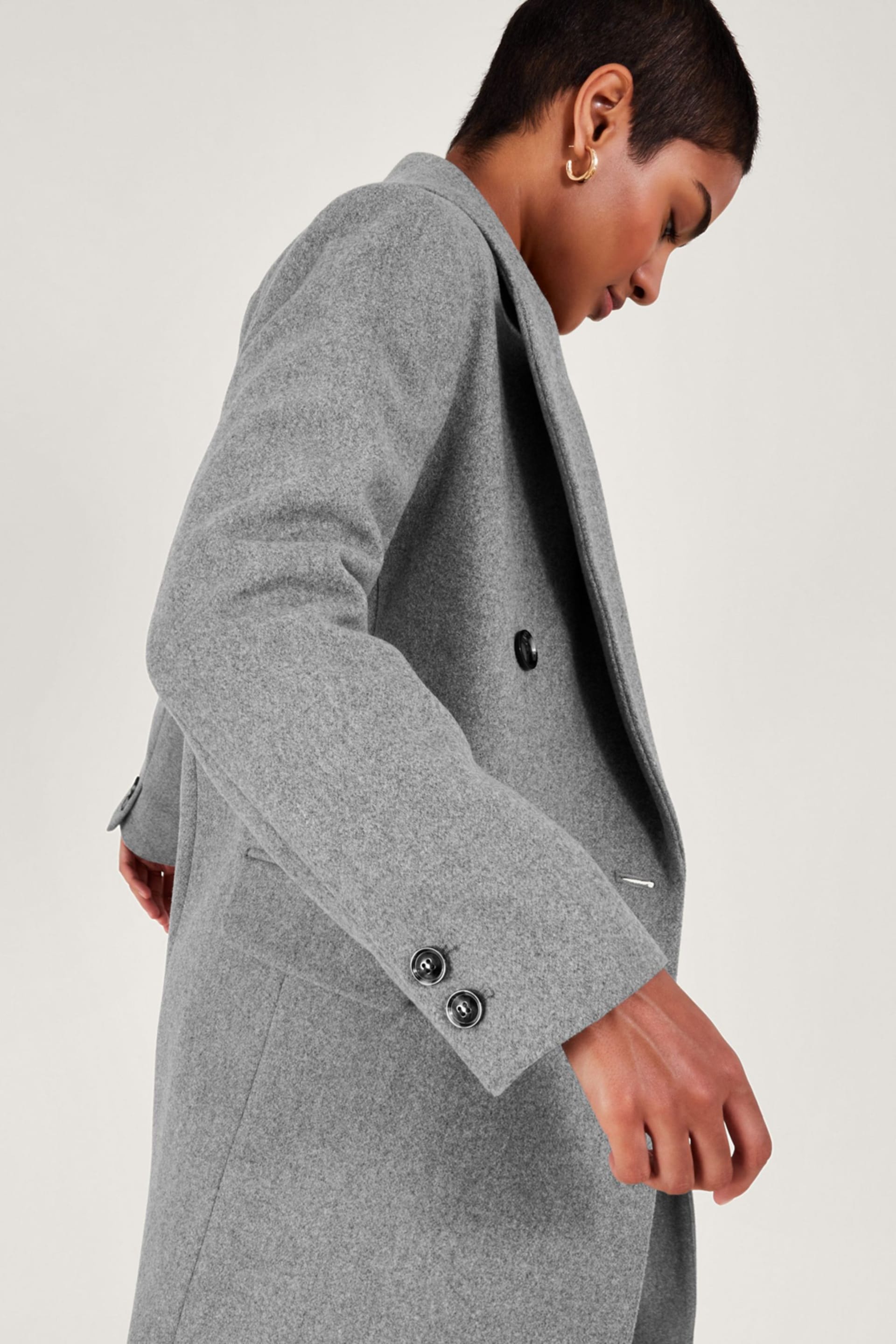 Monsoon Grey Fay Double Breasted Coat - Image 3 of 5