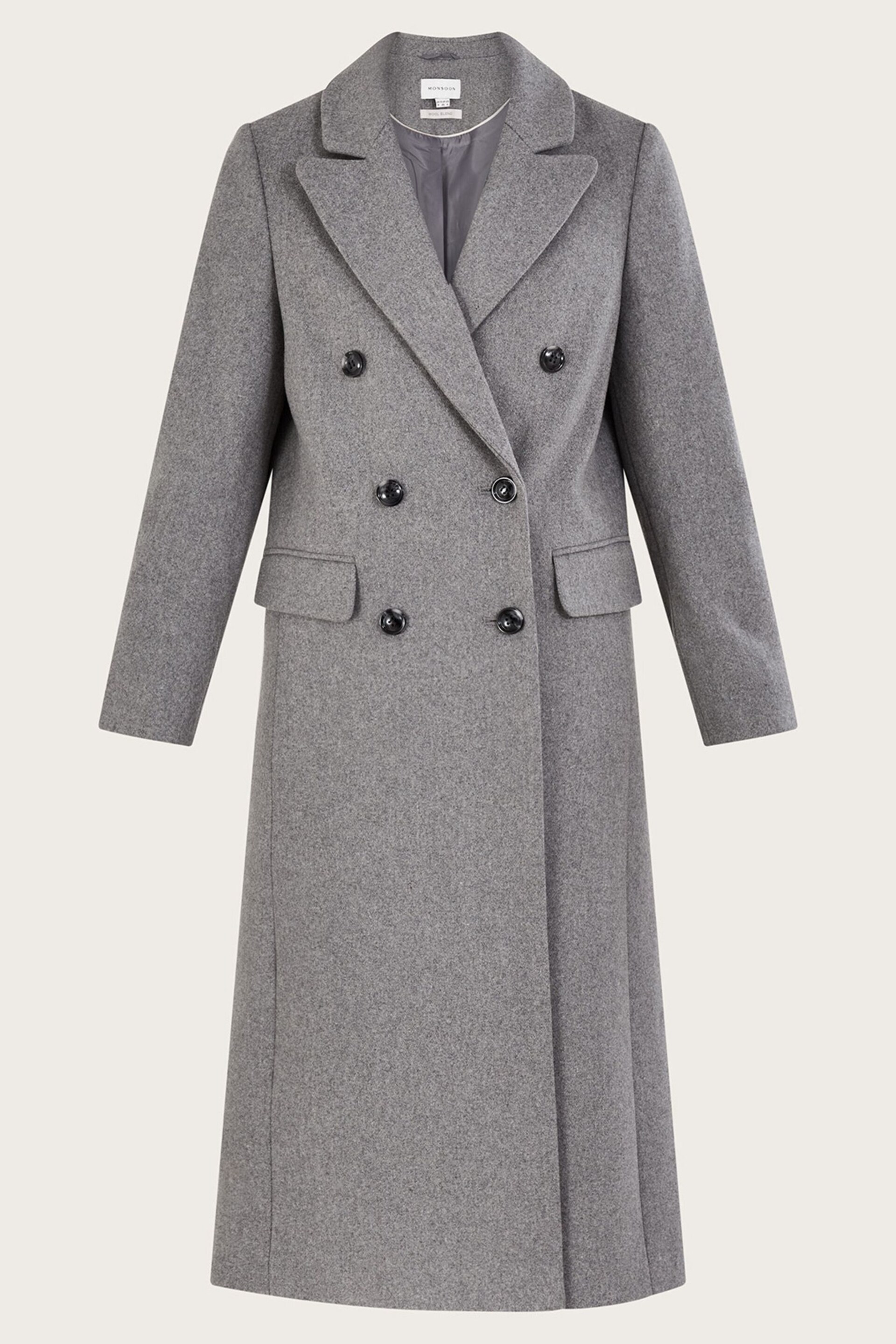 Monsoon Grey Fay Double Breasted Coat - Image 5 of 5