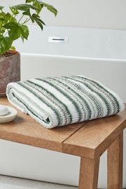 Green Sage Stripe Sage Wave 100% Cotton Towels - Image 2 of 3