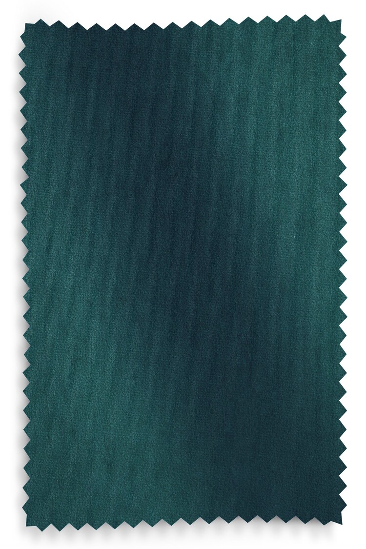 Dark Teal Green Matte Velvet Blackout/Thermal Eyelet Curtains - Image 6 of 7