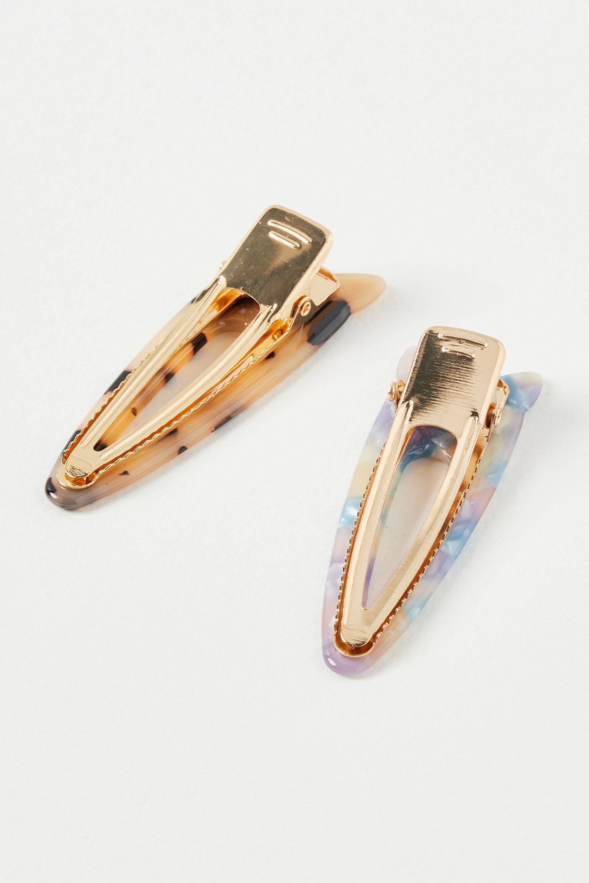 Oliver Bonas Natural Lexi Cat Marbled Resin Natural Hair Clips 2 Pack - Image 3 of 6