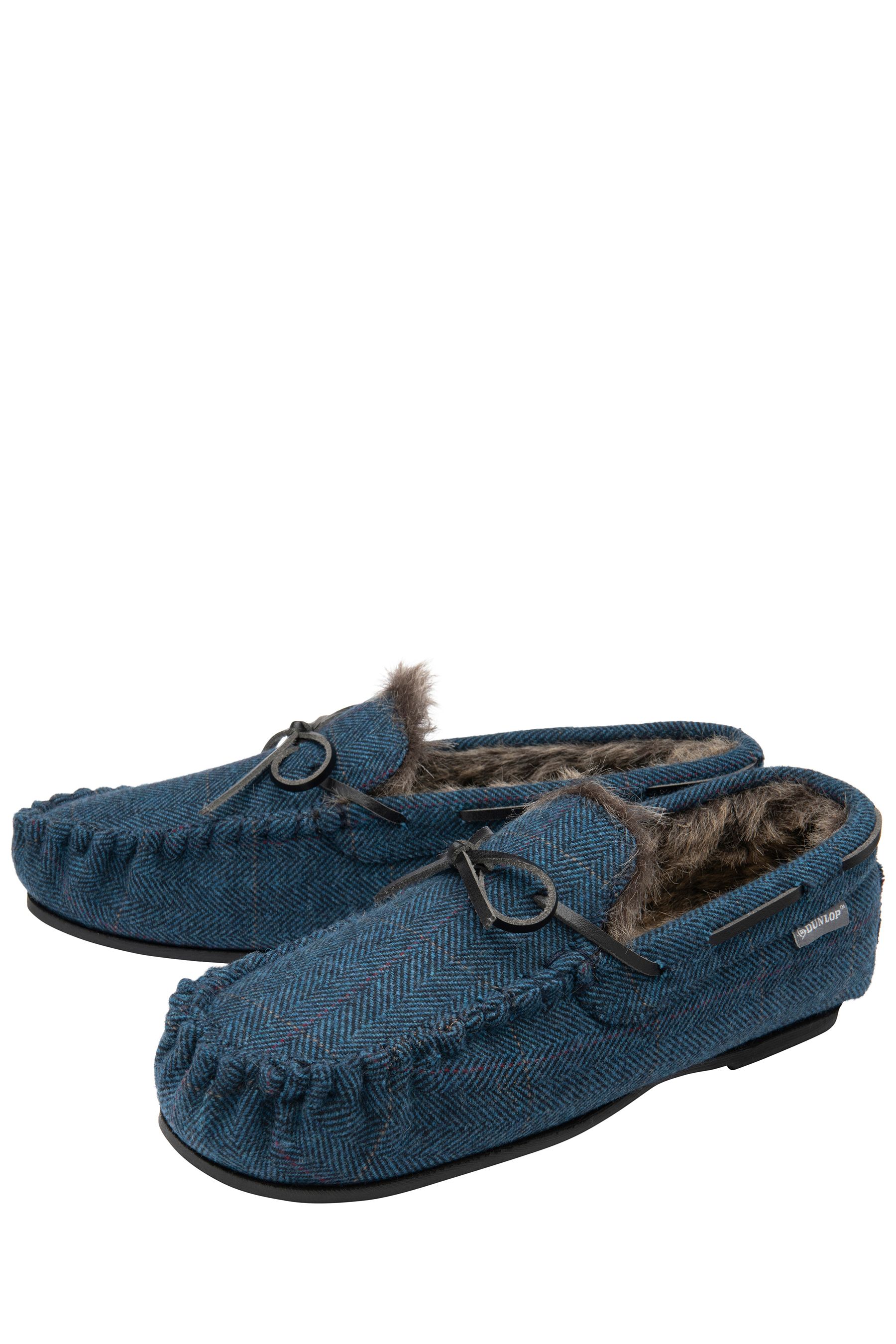 Dunlop Blue Mens Full Shoes Faux Fur Lined Slippers