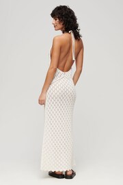 Superdry White Crochet Halter Maxi Dress - Image 2 of 3