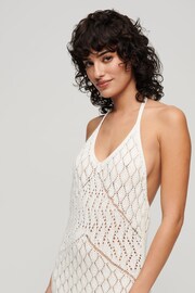 Superdry White Crochet Halter Maxi Dress - Image 3 of 3