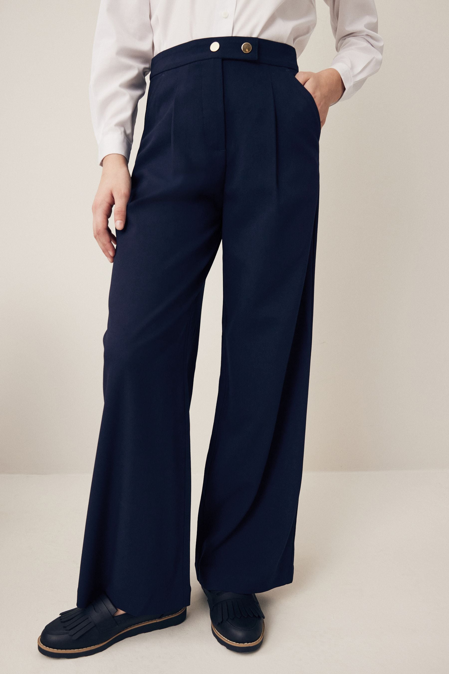 Buy Navy Regular Length Senior Wide Leg School Trousers 9 18yrs from Next Luxembourg