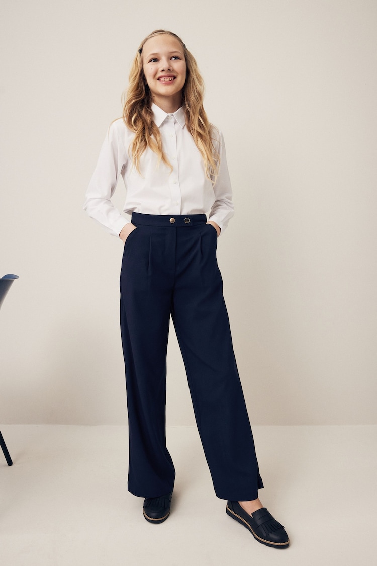 Navy Regular Length Senior Wide Leg School Trousers (9-18yrs) - Image 2 of 7