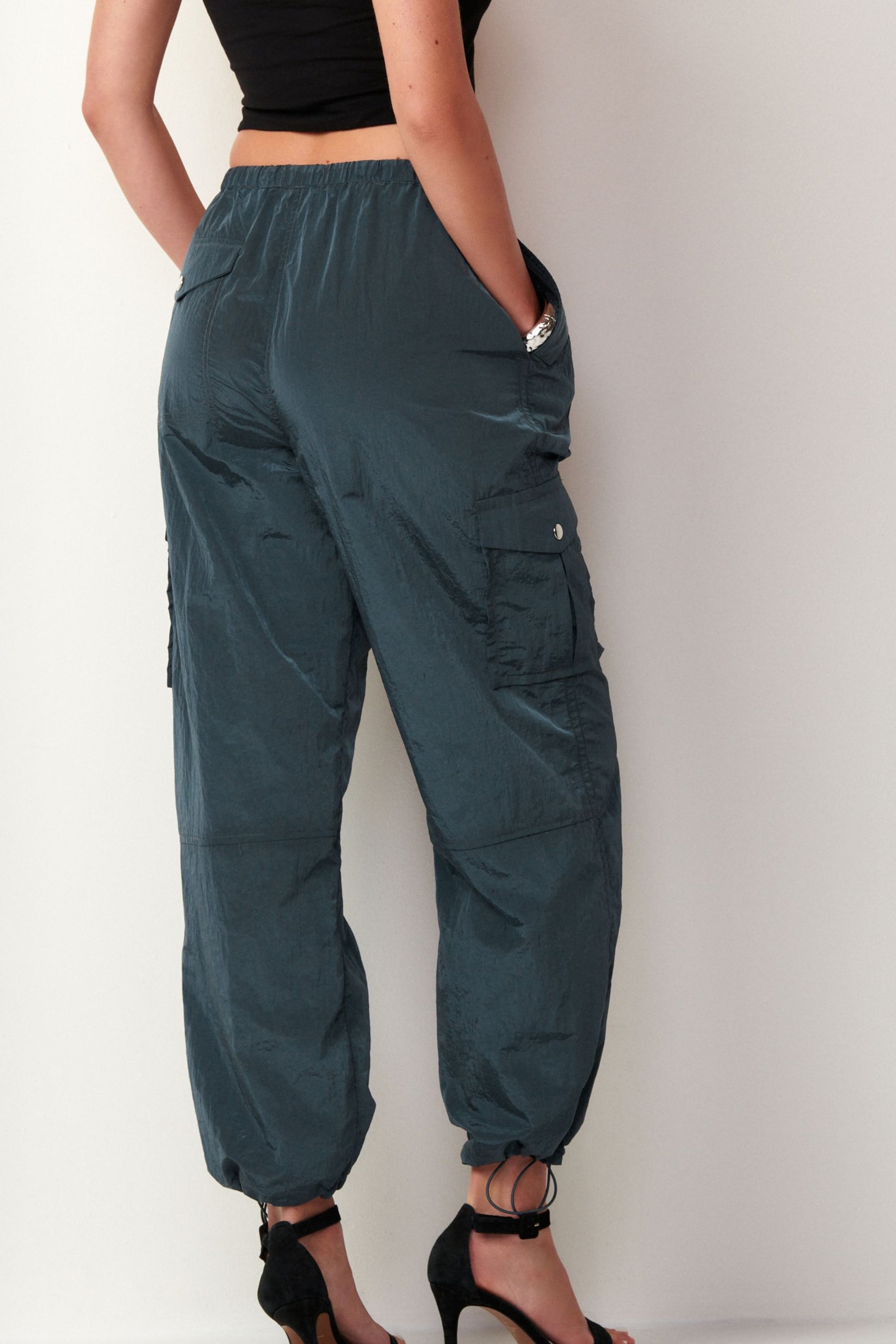 Grey Parachute Pull On Cargo Trousers - Image 3 of 7