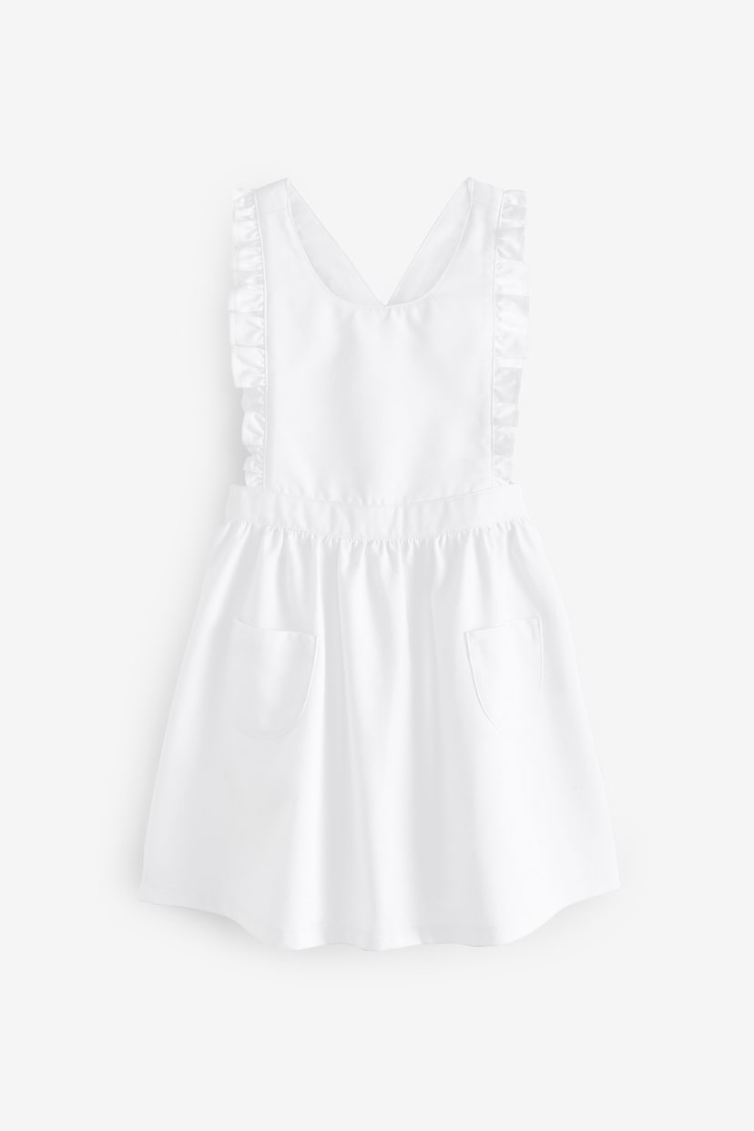 White Ruffle Detail Pinafore School Dress (3-14yrs) - Image 5 of 7