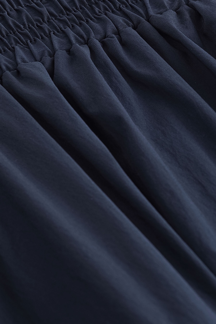 Navy Poplin Midi Shirred Waist Skirt - Image 6 of 6